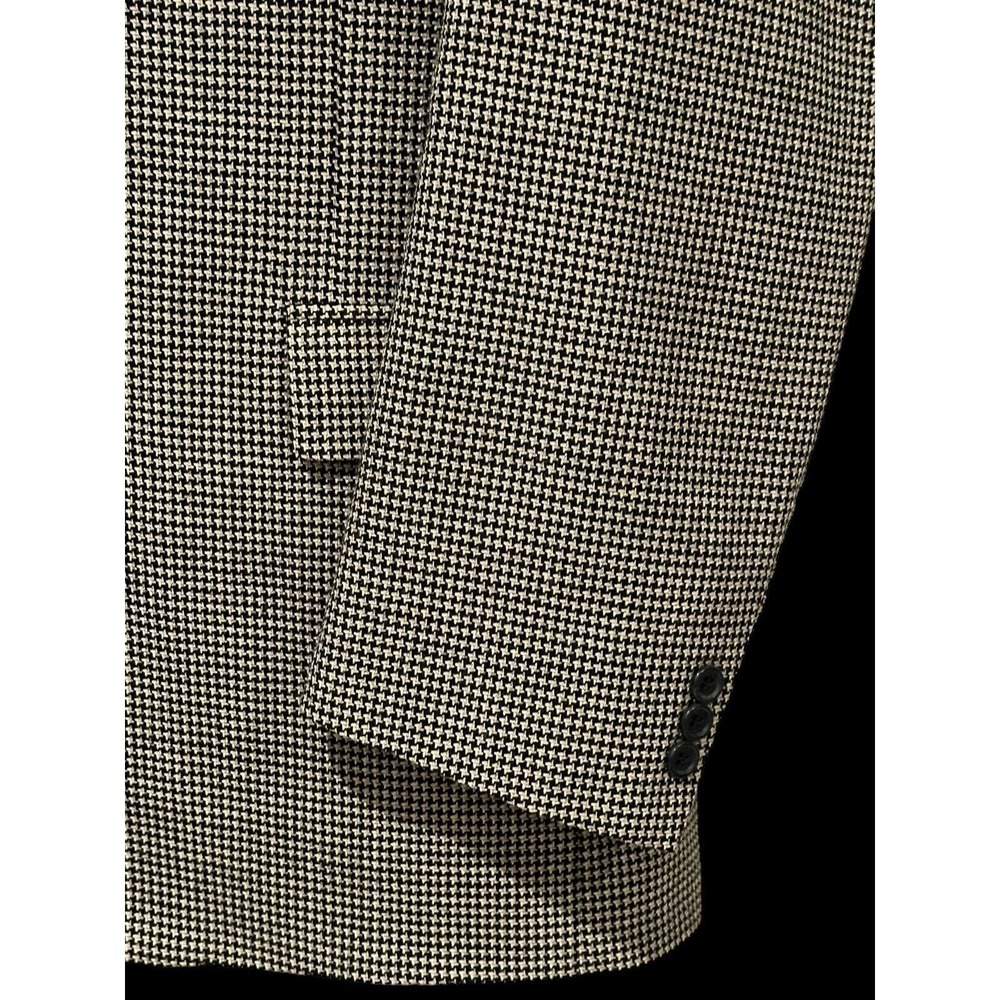 Daniel Hechter Men's Blazer Jacket Brown Black Houndstooth Wool 44L Long Vintage